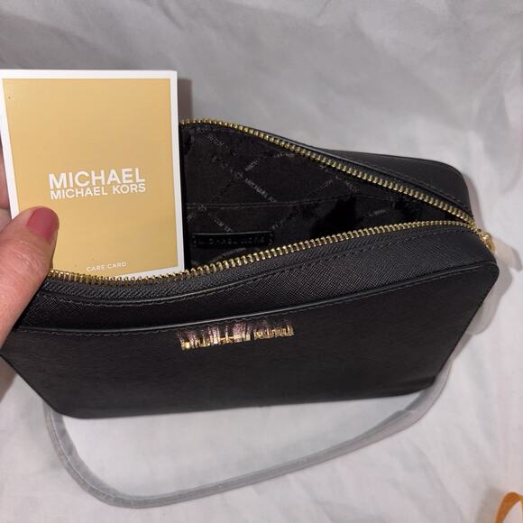 Michael Kors Jet Set Travel Large East/West Crossbody Purse Solid Black Leather - Picture 5 of 9